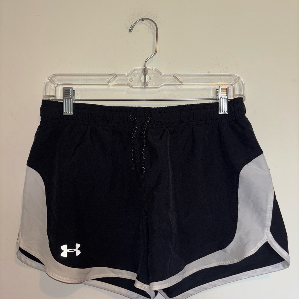 Under Armour Youth Black and white Athletic Shorts with Elastic Waistband